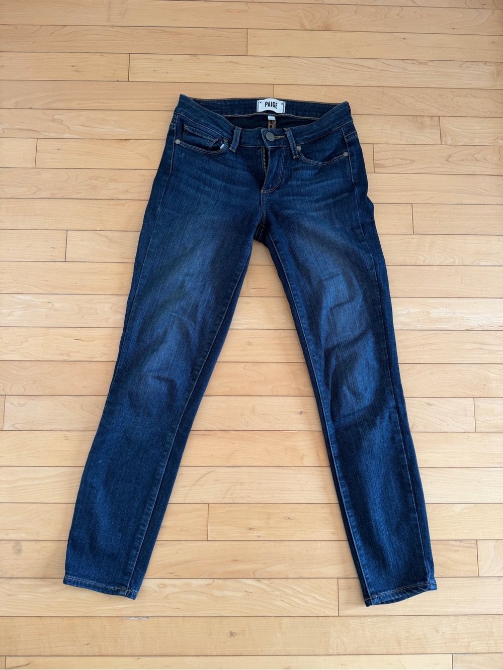 PAIGE Verdugo Crop Skinny Jeans Dark Indigo Stretch Denim